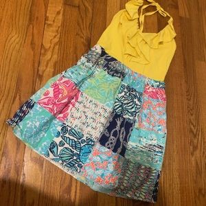 Yellow Patchwork Halter Lilly Pulitzer Dress